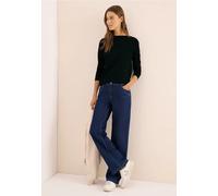 Langarmshirt CECIL, Damen, Gr. XS (36), ink grün, Web, 100% Baumwolle, unifarben, normal normal, U-Boot-Ausschnitt, abgesteppt, Shirts Langarmshirt, aus reiner Baumwolle (78242459-XS) ink grün