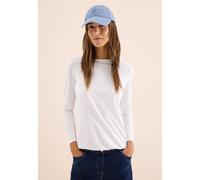 Langarmshirt CECIL, Damen, Gr. M (40), weiß, Web, 100% Baumwolle, unifarben, normal normal, U-Boot-Ausschnitt, abgesteppt, Shirts Langarmshirt, aus reiner Baumwolle (49774405-M) weiß