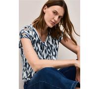 Print-Shirt CECIL, Damen, Gr. S (38), weiß (vanilleweiß), Stoff, 97% Viskose, 3% Elasthan, bedruckt, normal normal, V-Ausschnitt, abgesteppt, Shirts, aus strecthigem Viskosematerial (10199220-S) vanil