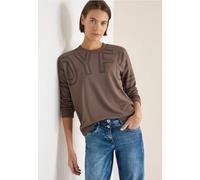 Langarmshirt CECIL, Damen, Gr. M (40), urban taupe, Web, 72% Viskose, 25% Polyester, 3% Elasthan, unifarben, normal normal, Rundhals, Bündchen, Shirts Langarmshirt, mit Frontprint (19045851-M) urban t