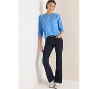 Langarmshirt CECIL, Damen, Gr. XS (36), fountain blau, Web, 72% Viskose, 25% Polyester, 3% Elasthan, unifarben, normal normal, Rundhals, Bündchen, Shirts Langarmshirt, mit Frontprint (96598761-XS) fou