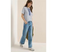Cecil Damen Shirt mit Funnel Neck und Struktur in Blau, Gr: XXL