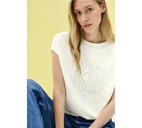 CECIL Damen B323068 Shirt mit Glitzer-Print, Vanilla White, XS