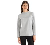 Langarmshirt CECIL, Damen, Gr. XL (44), luna grau melange, Stoff, 66% Polyester, 25% Baumwolle, 5% metallisierte Fasern, 4% Polyamid, bedruckt, comfort fit normal, hoch geschlossener Ausschnitt, abges