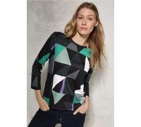Cecil Damen Shirt mit grafischem Print in Schwarz, Gr: XXL