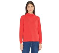 Langarmshirt CECIL, Damen, Gr. XXL (46), rot (pumpkin orange), Stoff, 47% Modal, 45% Polyester, 8% Elasthan, unifarben, normal normal, hoch geschlossener Ausschnitt, Bündchen, Shirts Langarmshirt, mit