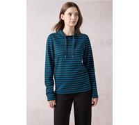 Langarmshirt CECIL Gr. XXL (46), blau (oil blau), Damen, Web, Stoff, 60% Baumwolle, 40% Polyester, gestreift, Shirts, aus softem Materialmix (70848456-XXL) oil blau