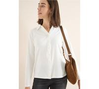 Langarmshirt CECIL, Damen, Gr. XXL (46), vanilleweiß, Web, 57% Baumwolle, 38% Modal, 5% Elasthan, unifarben, normal normal, V-Ausschnitt, abgesteppt, Shirts Langarmshirt, mit Knopfleiste (25114631-XXL