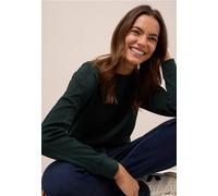 Langarmshirt CECIL, Damen, Gr. XXL (46), grün (ink grün), Web, 97% Baumwolle, 3% Elasthan, unifarben, normal normal, U-Boot-Ausschnitt, abgesteppt, Shirts Langarmshirt, aus elastischem Materialmix (31