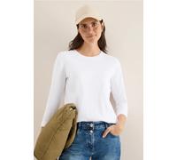 CECIL Damen 3227462 Shirt mit Rippstruktur, White, Medium