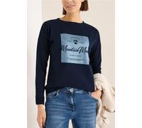 Langarmshirt CECIL, Damen, Gr. L (42), urban dunkelblau, Web, 48% Baumwolle, 48% Modal, 4% Elasthan, bedruckt, comfort fit normal, Rundhals, Bündchen, Shirts Langarmshirt, Rundhalsausschnitt (52497751