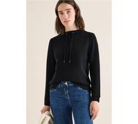 Langarmshirt CECIL, Damen, Gr. XS (36), schwarz, Stoff, 47% Modal, 45% Polyester, 8% Elasthan, unifarben, normal normal, hoch geschlossener Ausschnitt, abgesteppt, Shirts Langarmshirt, Mit Stickerei (