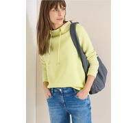 Langarmshirt CECIL, Damen, Gr. XL (44), iced gelb, Stoff, 76% Viskose, 16% Nylon, 8% Elasthan, gemustert, comfort fit normal, hoch geschlossener Ausschnitt, Bündchen, Shirts Langarmshirt, im Melange L