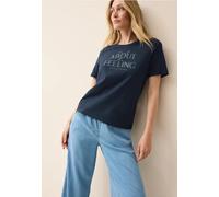 Cecil Damen Shirt mit Wording Artwork in Blau, Gr: S
