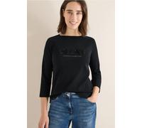 Cecil Damen Shirt mit Wording in Schwarz, Gr: S