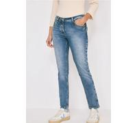 Slim-fit-Jeans CECIL, Damen, Gr. 36, Länge 30, authentic used wash, Jeans, 69% Baumwolle, 29% Polyester, 2% Elasthan, unifarben, knöchellang, Jeans Slim-fit-Jeans, 5-Pocket-Style (13104215-36) authent