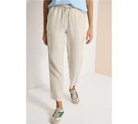 Jogger Pants CECIL, Damen, Gr. XXL, Länge 28, macadamia beige, Stoff, 100% Leinen, gestreift, comfort fit knöchelfrei, Hosen, aus Leinen (12962253-XXL) macadamia beige