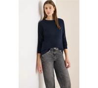 Cecil Strickpullover Softer Pullover unifarben comfort fit U-Boot-Ausschnitt Damen XS Blau