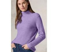 Rollkragenpullover CECIL, Damen, Gr. XXL (46), gentle lila melange, Web, 78% Baumwolle, 22% Polyacryl, unifarben, casual, normal normal, hoch geschlossener Ausschnitt, Langarm Bündchen, Pullover, im s