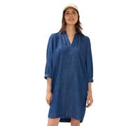 Midikleid CECIL, Damen, Gr. 3XL (48), US-Größen, blau (mid blau wash), Stoff, 100% Lyocell, unifarben, normal kniefrei, V-Ausschnitt, Bündchen, Kleider, aus Lyocell (67945851-XXXL) mid blau wash