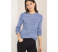 Cecil Damen Softes Melange Ripp-Shirt in Blau, Gr: XXL