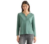 Cecil Damen Split Neck Langarmshirt in Grün, Gr: XS