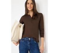Cecil Damen Split Neck Langarmshirt in Braun, Gr: XS