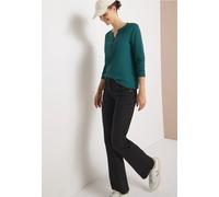 Cecil Damen Split Neck Langarmshirt in Grün, Gr: M