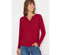 Cecil Damen Split Neck Langarmshirt in Rot, Gr: XS