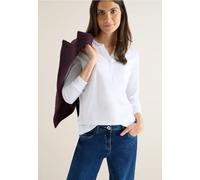 Cecil Damen Split Neck Langarmshirt in Weiß, Gr: S