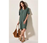 Sommerkleid CECIL, Damen, Gr. XXL (46), N-Gr, balmy khaki, Web, Obermaterial: 55% Leinen, 45% Viskose, unifarben, casual, bequem knielang, V-Ausschnitt, Kurzarm, Kleider, Splitneck, mit Leinen (481675