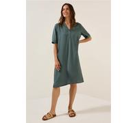 Cecil Damen Kleid Split Neck Strukturkleid Grün Größe S