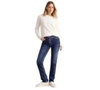 Straight-Jeans CECIL, Damen, Gr. 36, Länge 28, blau (mid blau wash), Jeans, 75% Baumwolle, 23% Polyester, 2% Elasthan, unifarben, lang, Jeans, mit Knopfleiste (65946711-36) mid blau wash
