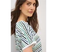 Rundhalsshirt CECIL, Damen, Gr. XXL (46), grün (ink grün), Web, 100% Baumwolle, gestreift, normal normal, U-Boot-Ausschnitt, abgesteppt, Shirts, mit U-Boot-Ausschnitt (77074835-XXL) ink grün