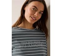 CECIL Damen B322945 Streifenshirt mit Wording, Slate Khaki, S