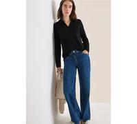 Cecil Damen Strick-Look Poloshirt in Schwarz, Gr: XXL