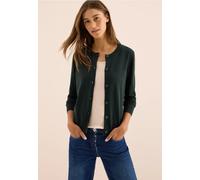 Strickjacke CECIL, Damen, Gr. XL (44), ink grün, Strick, Obermaterial: 60% Baumwolle, 40% Viskose, unifarben, casual, normal hüftlang, Rundhals, Langarm Flachstrickbündchen, Strickjacken, mit Knopflei