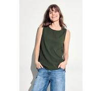 Blusentop CECIL, Damen, Gr. S (38), grün (cool khaki), Stoff, 55% Polyester, 44% Viskose, 1% Elasthan, unifarben, gerade hüftlang, Rundhals, Bündchen, Blusen, aus softem Materialmix (24660430-S) cool 