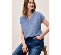 Kurzarmbluse CECIL, Damen, Gr. XL (44), blau (deep pastel blau), Web, 99% Baumwolle, 1% Elasthan, unifarben, normal normal, Rundhals, abgesteppt, Blusen, aus Baumwolle mit Stretchanteil (10337108-XL) 