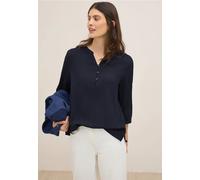 Shirtbluse CECIL, Damen, Gr. XXL (46), blau (urban dunkelblau), Stoff, 56% Viskose, 43% Polyester, 1% Elasthan, unifarben, normal normal, V-Ausschnitt, abgesteppt, Blusen (47358428-XXL) urban dunkelbl