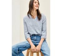 Shirtbluse CECIL, Damen, Gr. XXL (46), weiß (vanilleweiß), Stoff, 53% Viskose, 46% Polyester, 1% Elasthan, bedruckt, klassisch normal, Rundhals, Bündchen, Blusen, im Tunika-Style (41579001-XXL) vanill