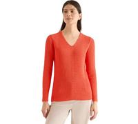 Strickpullover CECIL, Damen, Gr. L (42), cherry tomato orange, Web, 75% Baumwolle, 25% Polyester, unifarben, normal normal, V-Ausschnitt, normaler Saum, Pullover Strickpullover, mit abgerundetem V-Aus
