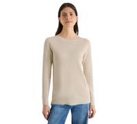 Strickpullover CECIL, Damen, Gr. S (38), egg beige melange, Strick, Obermaterial: 60% Baumwolle, 40% Viskose, unifarben, lässig geschnitten hüftbedeckend, Rundhals, Pullover Strickpullover, mit U-Boot