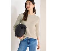 Strickpullover CECIL, Damen, Gr. M (40), egg beige melange, Strick, Obermaterial: 60% Baumwolle, 40% Viskose, unifarben, lässig geschnitten hüftbedeckend, Rundhals, Pullover Strickpullover, mit U-Boot