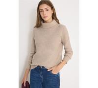 Strickpullover CECIL, Damen, Gr. XL (44), sandalwood beige melange, Feinstrick, 44% Nylon, 28% Polyacryl, 24% Baumwolle, 4% Elasthan, unifarben, comfort fit normal, hoch geschlossener Ausschnitt, Ripp