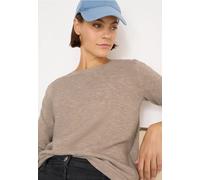 Rundhalspullover CECIL, Damen, Gr. XL (44), toffee cream heather melange, Strick, Obermaterial: 60% Baumwolle, 40% Polyester, meliert, regular fit normal, Rundhals, gerader Abschluss, Pullover, mit St