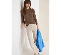 Strickpullover CECIL, Damen, Gr. XS (36), light macchiato braun melange, Web, 60% Baumwolle, 40% Viskose, unifarben, comfort fit normal, U-Boot-Ausschnitt, Bündchen, Pullover Strickpullover, im soften