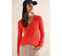 Strickpullover CECIL, Damen, Gr. XS (36), cherry tomato orange, Strick, Obermaterial: 75% Baumwolle, 25% Polyester, unifarben, lässig geschnitten hüftbedeckend, V-Ausschnitt, abgerundeter Saum, Pullov