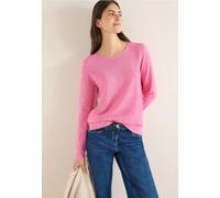 Rundhalspullover CECIL, Damen, Gr. XL (44), heather schwarz blossom melange, Strick, Obermaterial: 60% Baumwolle, 40% Polyester, meliert, regular fit normal, Rundhals, gerader Abschluss, Pullover Rund