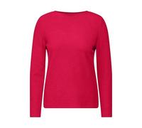 Langarmshirt CECIL, Damen, Gr. L (42), rot (granita rot), Stoff, 70% Polyester, 27% Viskose, 3% Elasthan, unifarben, casual, gerade normal, U-Boot-Ausschnitt, Langarm Bündchen, Shirts, mit U-Boot-Auss